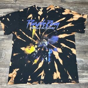 Prince Tee - Purple Rain Graphic T Shirt - Original Custom Bleach Dye - Black